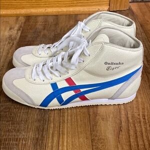 Onitsuka Tiger Mexico Mid Runner Tokyo white, blue, & red unisex size 5.5